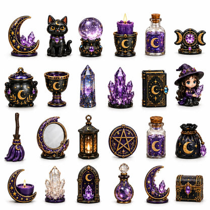 🔮 2026 "Crystal Witch" Advent Calendar | 24 days filled with mystical miniatures, crystal-inspired surprises, and enchanting magic ✨