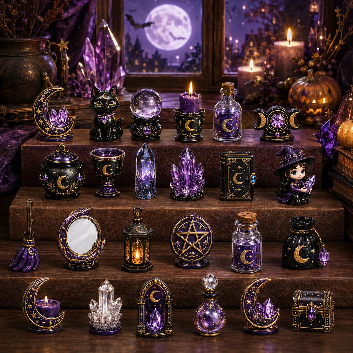 🔮 2026 "Crystal Witch" Advent Calendar | 24 days filled with mystical miniatures, crystal-inspired surprises, and enchanting magic ✨