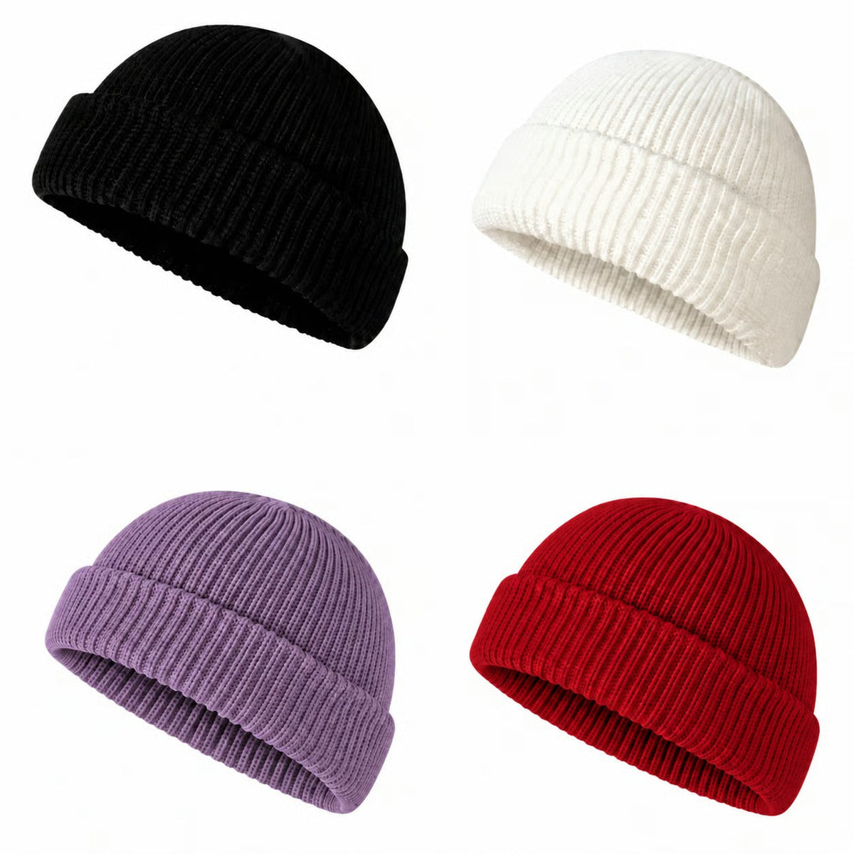 Men's Solid Color Beanie Set
