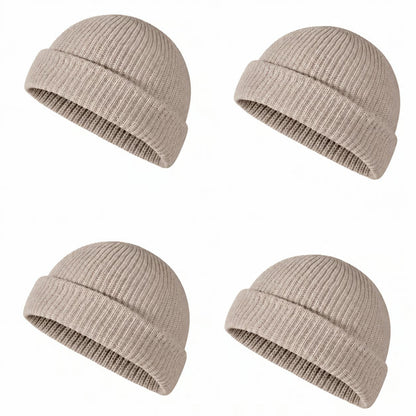 Men's Solid Color Beanie Set