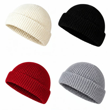 Men's Solid Color Beanie Set