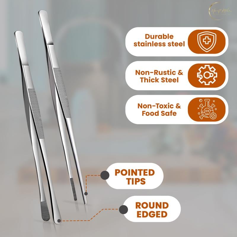 Non-Slip Kitchen Tweezers – 2 PCS