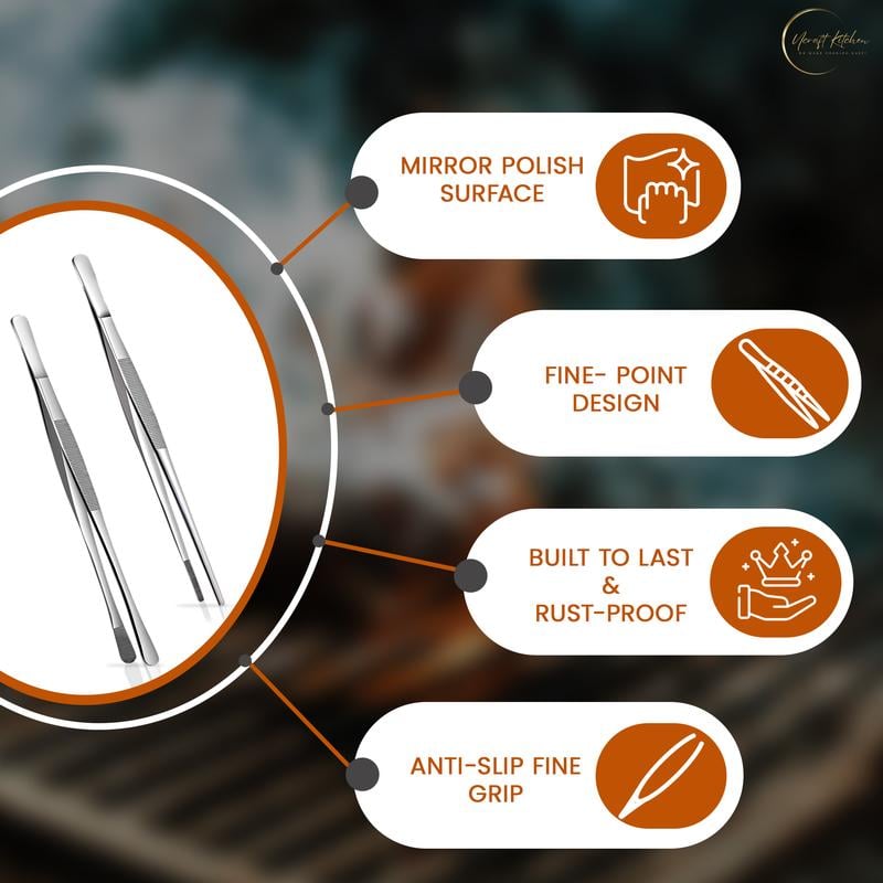 Non-Slip Kitchen Tweezers – 2 PCS