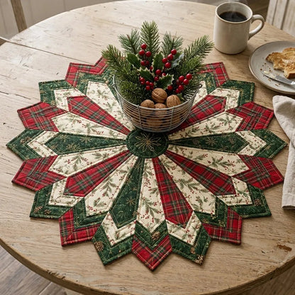 Set of templates for quilting poinsettia table decorations