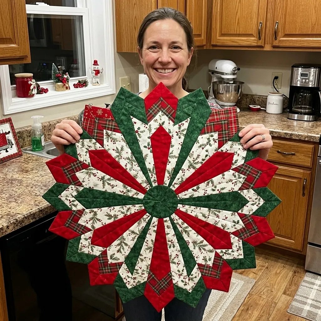 Set of templates for quilting poinsettia table decorations
