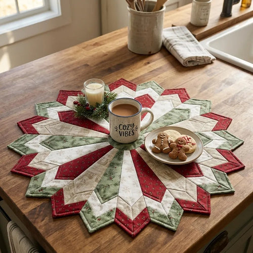 Set of templates for quilting poinsettia table decorations