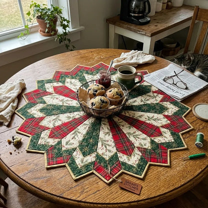 Set of templates for quilting poinsettia table decorations
