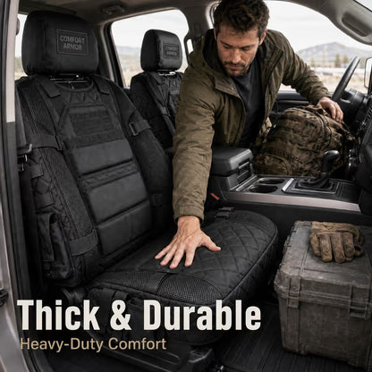 🎖️ Military‑Style Auto Seat Protectors｜Universal Fit Heavy‑Duty Cushion For Long‑Drive Vehicle Owners