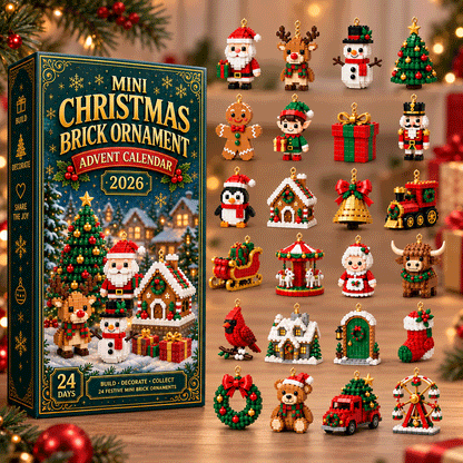 🎄24-day mini Christmas calendar with building blocks | 24 unique Christmas motifs that can be assembled, with hanging loops for Christmas trees, garlands and festive decorations 🧱
