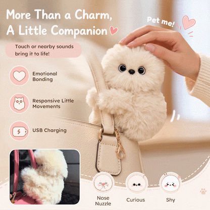 ✨Interactive Plush Bag Charm – Cute Motion-Sensing Companion with Moving Head, Your bag's new best friend.💕