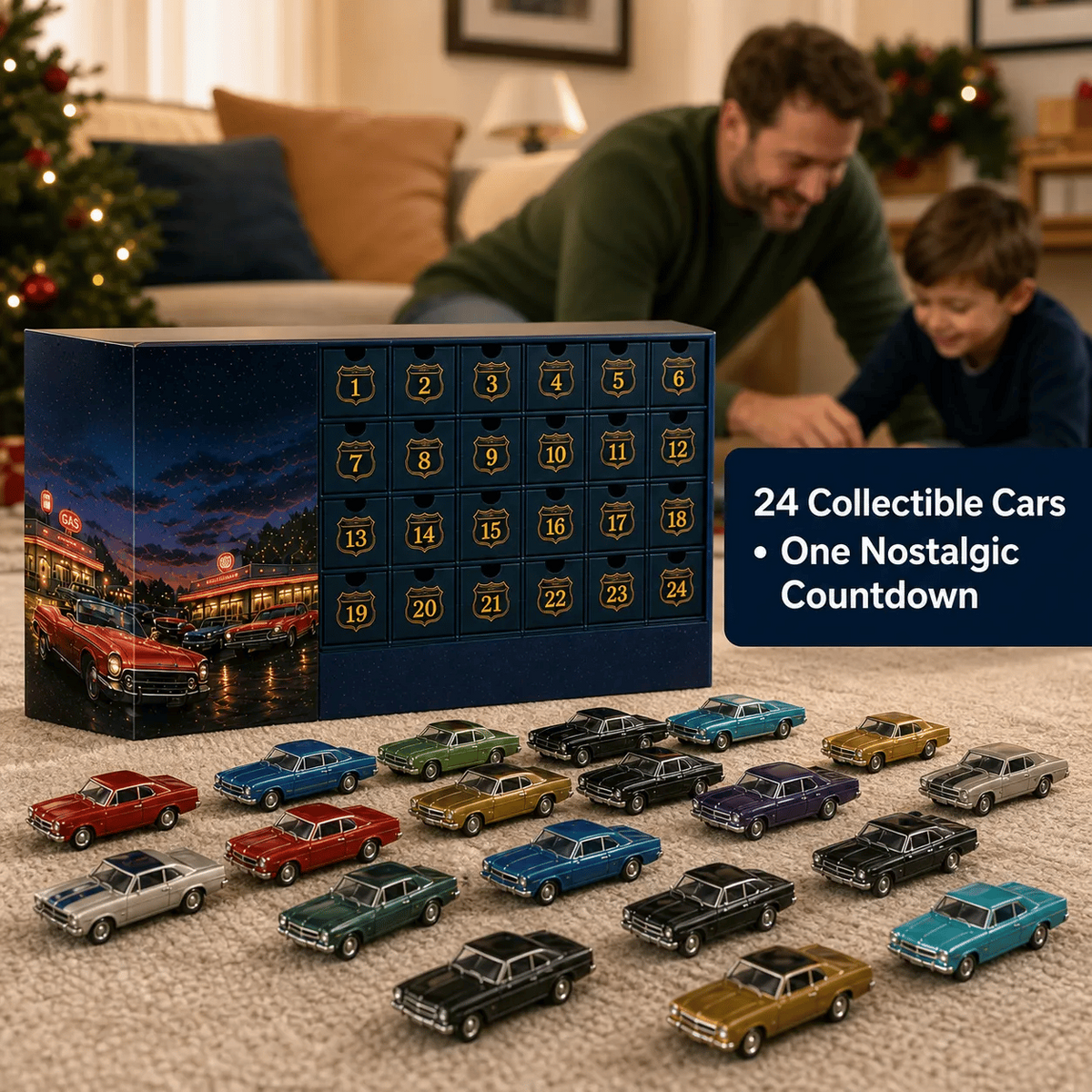 🚗24 Days of Classic American Cars Advent Calendar – 24 Vintage Ride Collectibles for Car Lovers