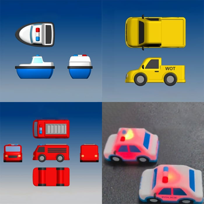 Emergency Cars Light Up Bath Toys