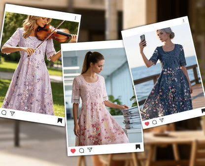 Lace Floral Patchwork A-Line Dress
