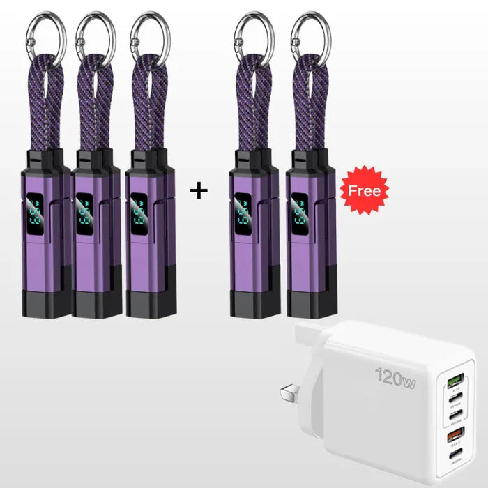 4-in-1 Digital Display Keychain Charging Cable🔋📱