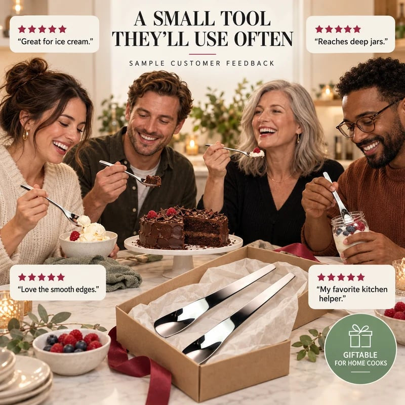 Scoop Desserts Instantly! No-Bend 316L Deep-Bowl Spoon