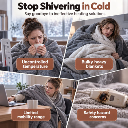 Heated blanket/shoulder wrap with USB charging and 3-level temperature control