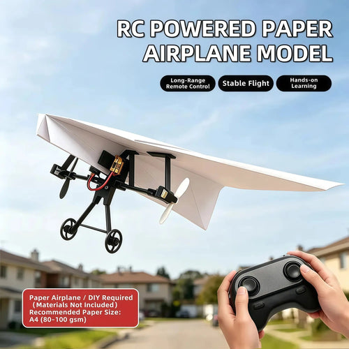 RC Paper Airplane Kit, Remote Control Plane with Gyro Stabilizer & Dual Propellers, DIY Foldable Flying Toy, Easy-to-Fly STEM Toy, Birthday Gift for Kids Boys & Adults