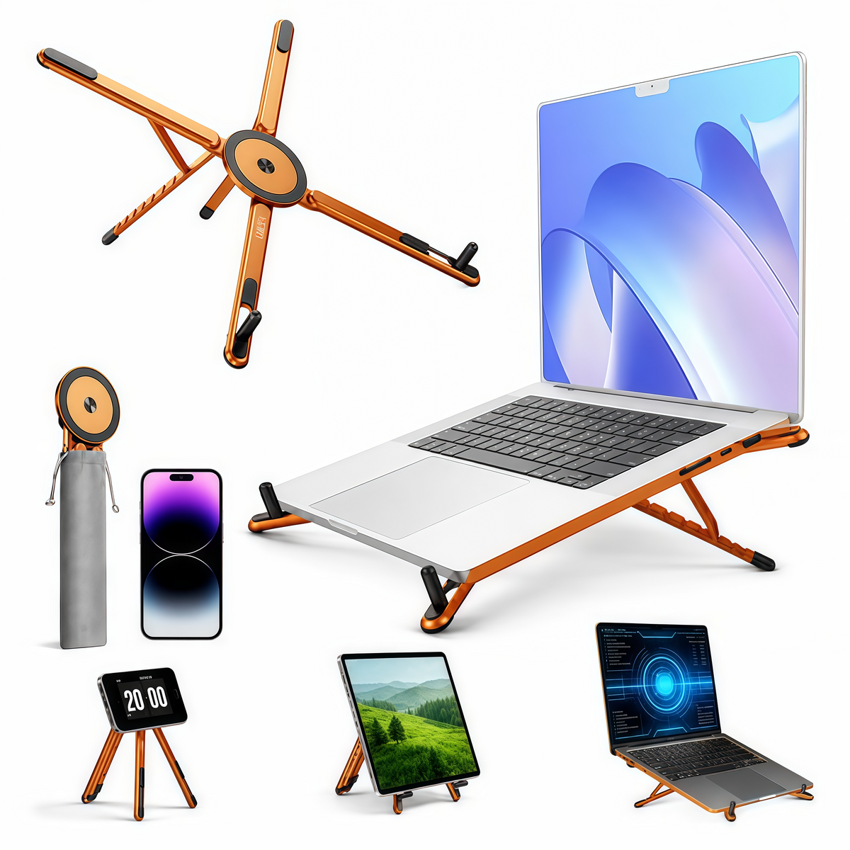 3-in-1 Foldable Laptop, Tablet & Magnetic Phone Stand