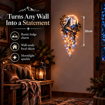 🐺🌕 Howling Wolf Moon Meteor Wall Lamp – Bring the Wilderness Home (2D)