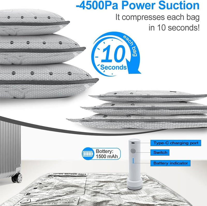 🎁Cordless Travel Vacuum Storage Compression Bag Set
