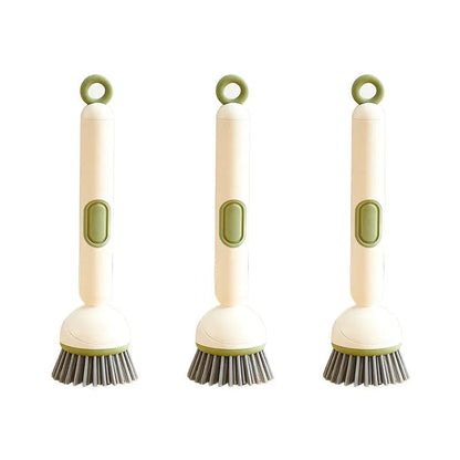 6-in-1 Dish Brush with Detergent Dispenser 360° Rotating Scrubber