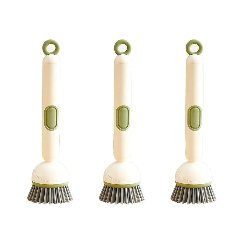 6-in-1 Dish Brush with Detergent Dispenser 360° Rotating Scrubber