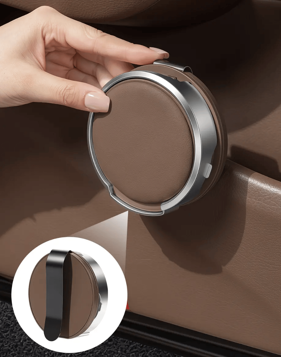 Universal Foldable Car Cup Holder with Storage Hook | Space-Saving Door Mount Organizer