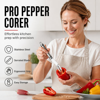 🌶️Stainless Steel Pepper Corer | Kitchen Vegetable Seed Remover Tool