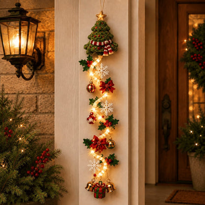 🎄Light-Up Christmas Door Hanger | 6 festive light designs, warm glow, 3D details, and space-saving vertical decor ✨