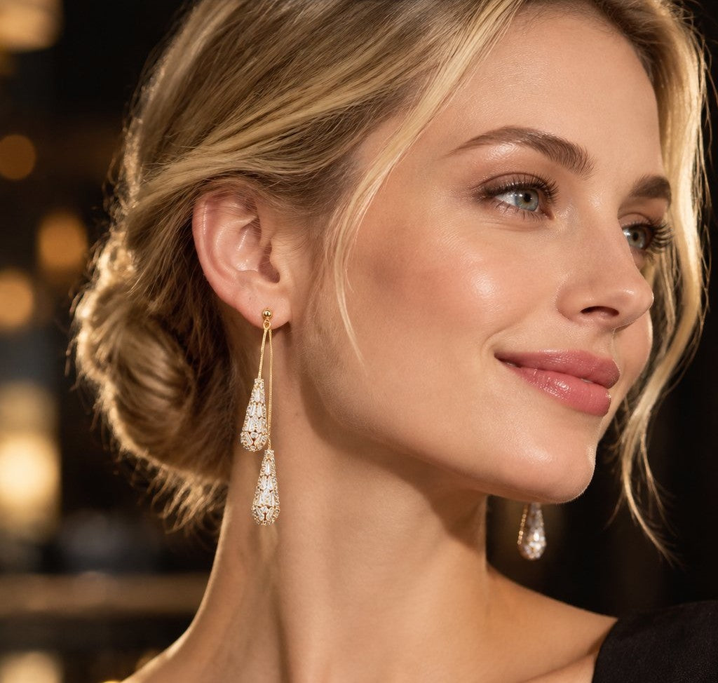 Elegant Zirconia Drop Quaste Earrings for Women
