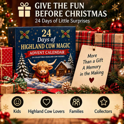 24-Day Highland Cow Advent Calendar | Collectible Christmas Countdown Gift Box