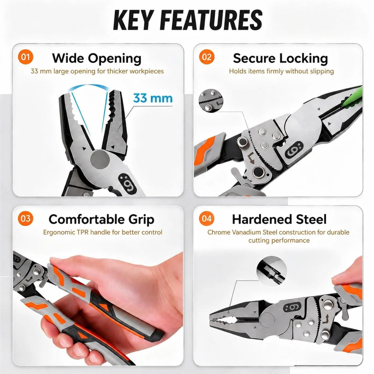 55-Steel Self-Locking Anti-Skid Ratchet Pliers | Heavy-Duty Wire Cutters & Holding Tool, Hands-Free Grip DIY Hardware for Automotive & Plumbing Projects 🔧⚙️