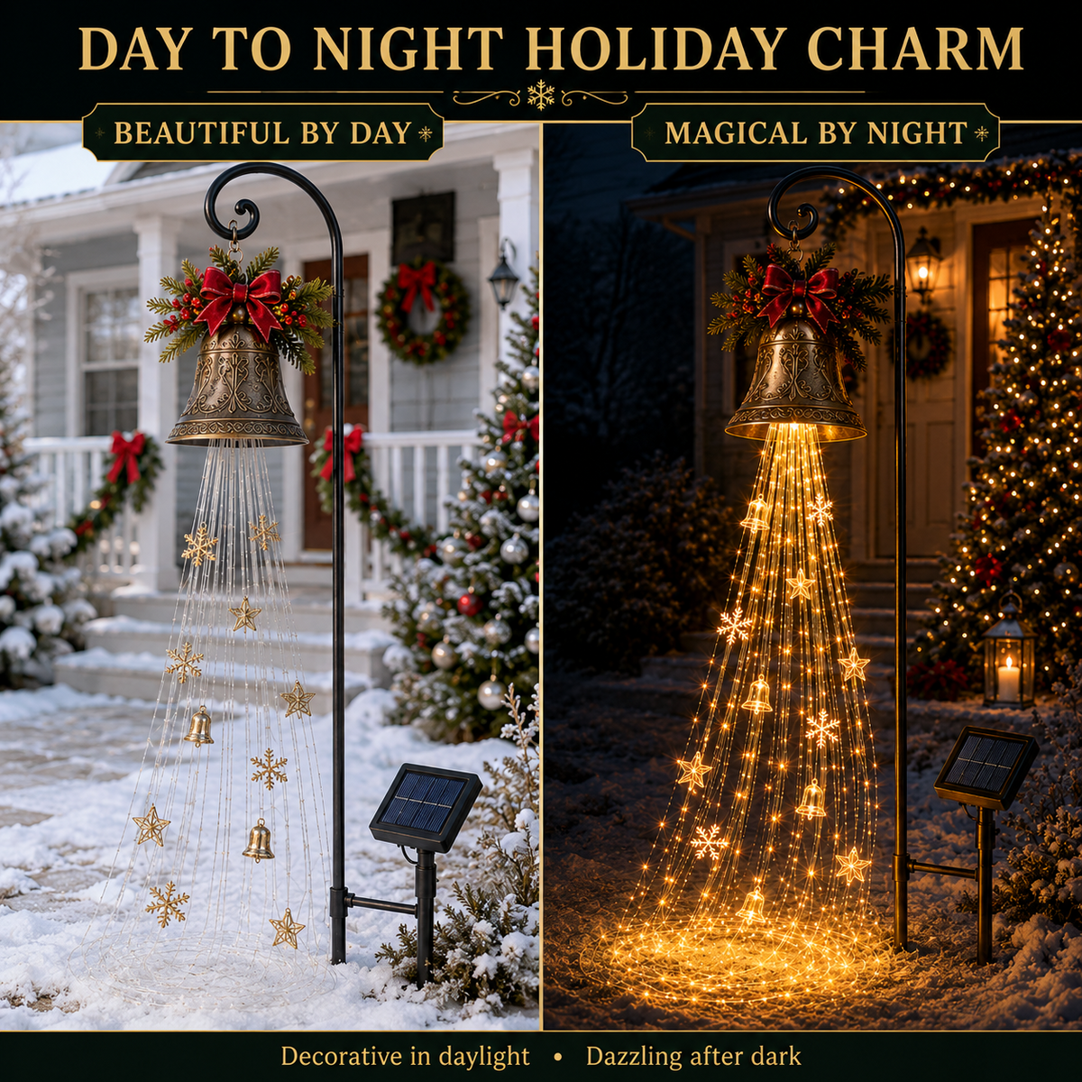 🎄🔔Christmas Bell Cascade Solar Yard Light✨