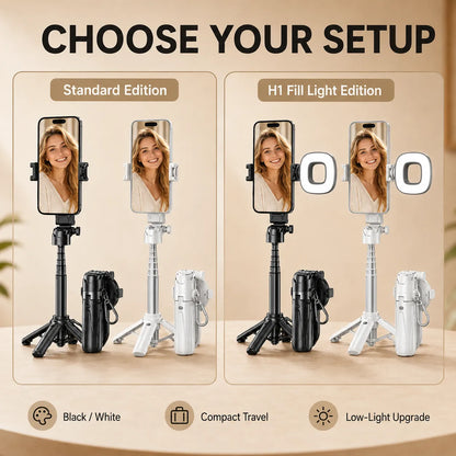 📸Magnetic Selfie Stick Tripod – 360° Rotation Stand, Bluetooth Remote & Universal MagSafe Phone Mount for Travel & Vlogging