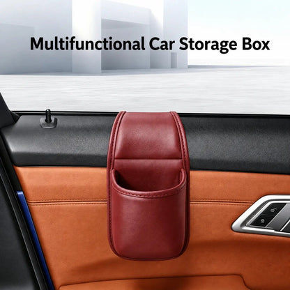 Leather Car Door Storage Pocket Double-Layer Organizer for Phones, Keys & Everyday Driving Essentials