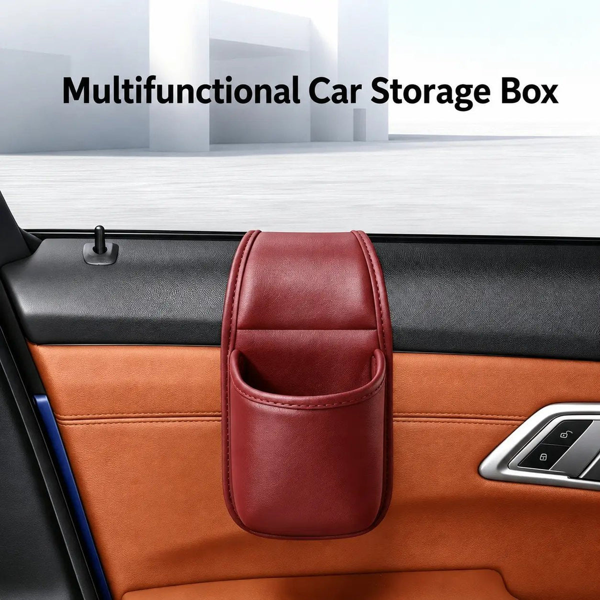 Leather Car Door Storage Pocket Double-Layer Organizer for Phones, Keys & Everyday Driving Essentials