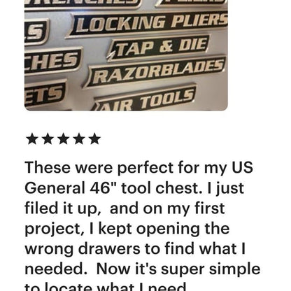 Custom Premium Magnetic Toolbox Labels for Tool Organization - 12 Pack of High Quality 3D Printed Personalized Magnets