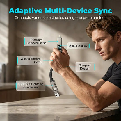 4-in-1 Digital Display Keychain Charging Cable🔋📱