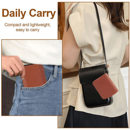 Women's Elegant Minimalist Short Slim Wallet All-match Trendy Mini 3 Bifold Purse Blocking Card Holder Money Clip ID Window Compact Coin Purse Ideal Gift