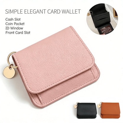 Women's Elegant Minimalist Short Slim Wallet All-match Trendy Mini 3 Bifold Purse Blocking Card Holder Money Clip ID Window Compact Coin Purse Ideal Gift
