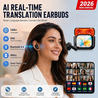 2026 New Bluetooth Wireless Noise-Canceling Translation Earbuds