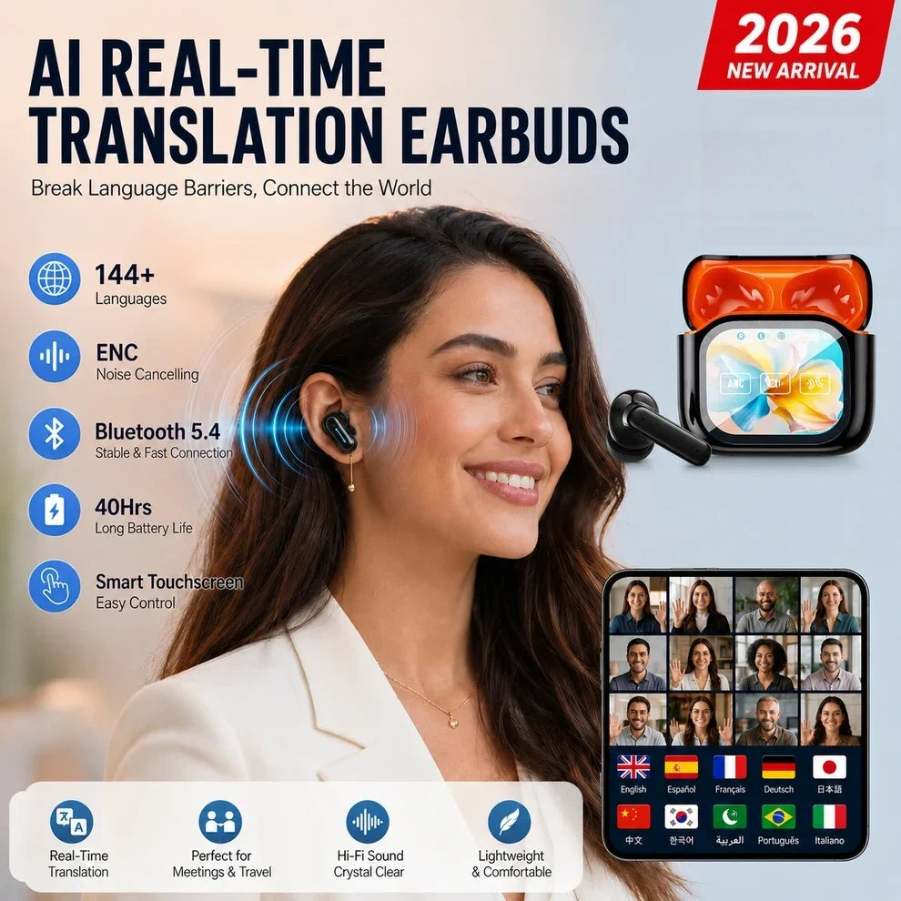 2026 New Bluetooth Wireless Noise-Canceling Translation Earbuds