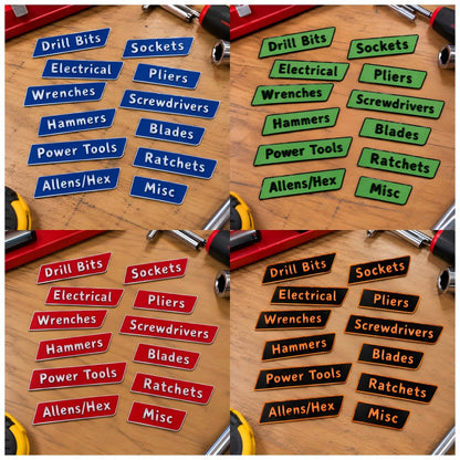 Custom Premium Magnetic Toolbox Labels for Tool Organization - 12 Pack of High Quality Personalized Magnets