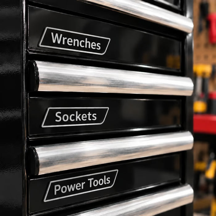 Custom Premium Magnetic Toolbox Labels for Tool Organization - 12 Pack of High Quality Personalized Magnets
