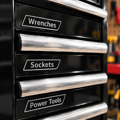 Custom Premium Magnetic Toolbox Labels for Tool Organization - 12 Pack of High Quality Personalized Magnets