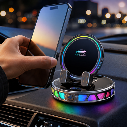 360° Rotating Wireless Charging Car Phone Mount with RGB Light