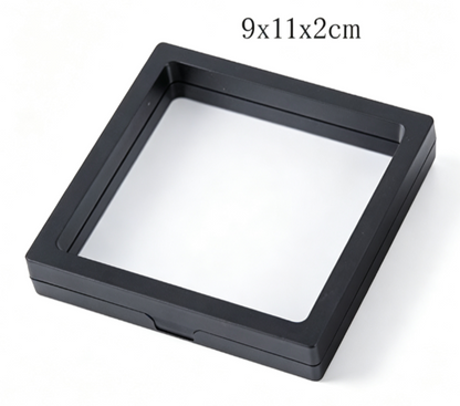 🖤Suspension PE‑Film Jewelry Display Box ✨Black Transparent Storage Case With Moon‑Star Piercing Silver Ring, For Rings Necklaces & Badges