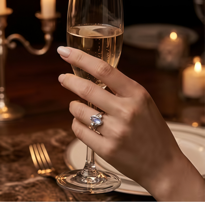 Oval Moonstone Geometric Ring