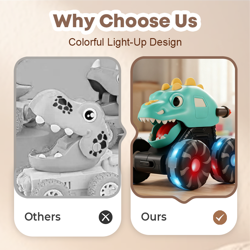 🦖🚙Press & Go Dinosaur Toy Car With Lights🎁