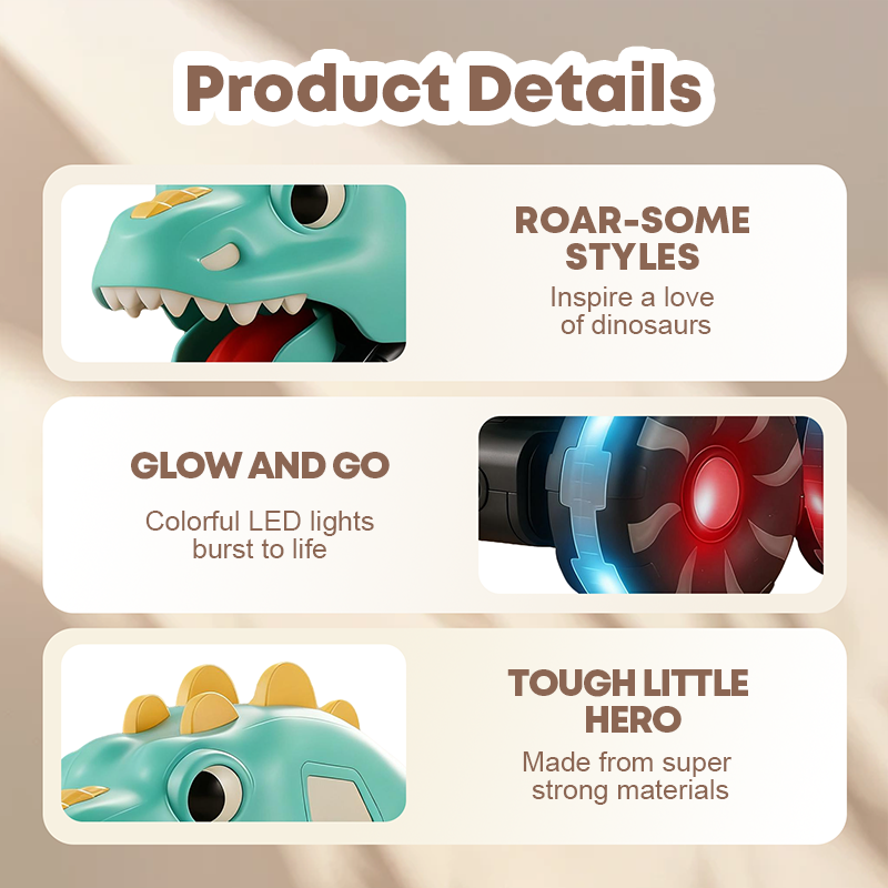 🦖🚙Press & Go Dinosaur Toy Car With Lights🎁